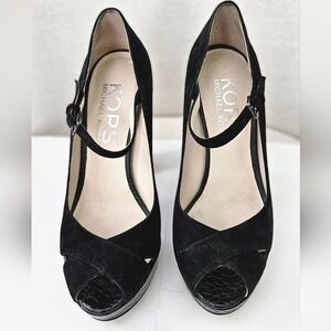 Michael Kors Ladies Black Suede and Leather Heels Size 7